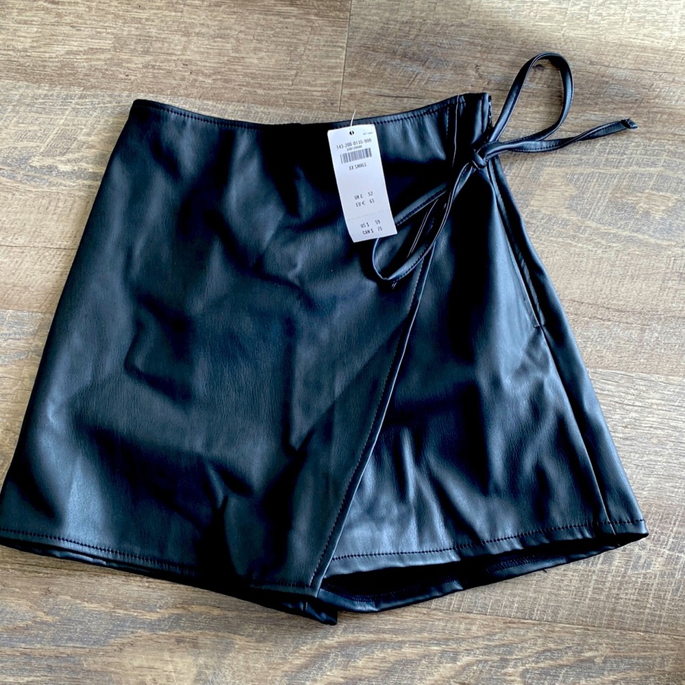 Vegan Leather Tie Skort